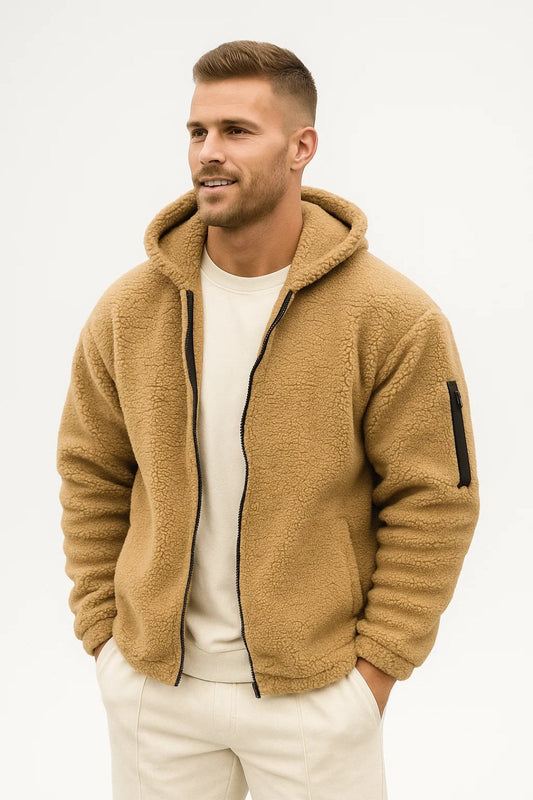 Kamizelka męska | teddy fleece, kaptur