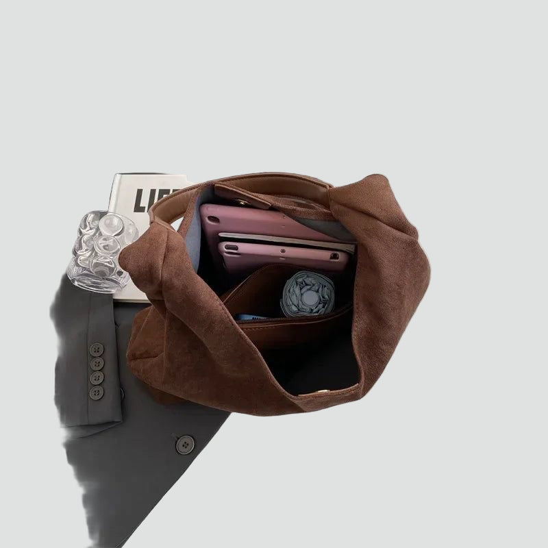 Torebka hobo damska | zamszowa, szeroki pasek