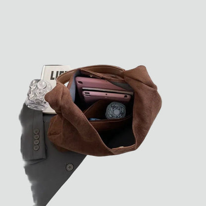 Torebka hobo damska | zamszowa, szeroki pasek