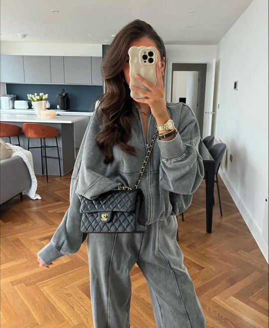 Kobieta | Wygodny Zestaw Dwuczęściowy | Top i Spodnie | Luźny Krój | Styl Casual