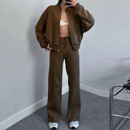 Kobieta | Wygodny Zestaw Dwuczęściowy | Top i Spodnie | Luźny Krój | Styl Casual