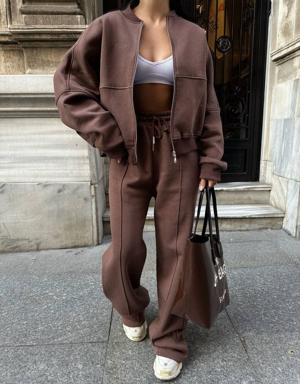 Kobieta | Wygodny Zestaw Dwuczęściowy | Top i Spodnie | Luźny Krój | Styl Casual