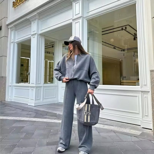 Kobieta | Wygodny Zestaw Dwuczęściowy | Top i Spodnie | Luźny Krój | Styl Casual