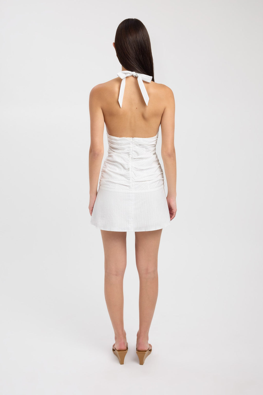 Kobieta | Sukienka Mini | Dekolt Halter | Marszczenie | Rozkloszowana Spódnica