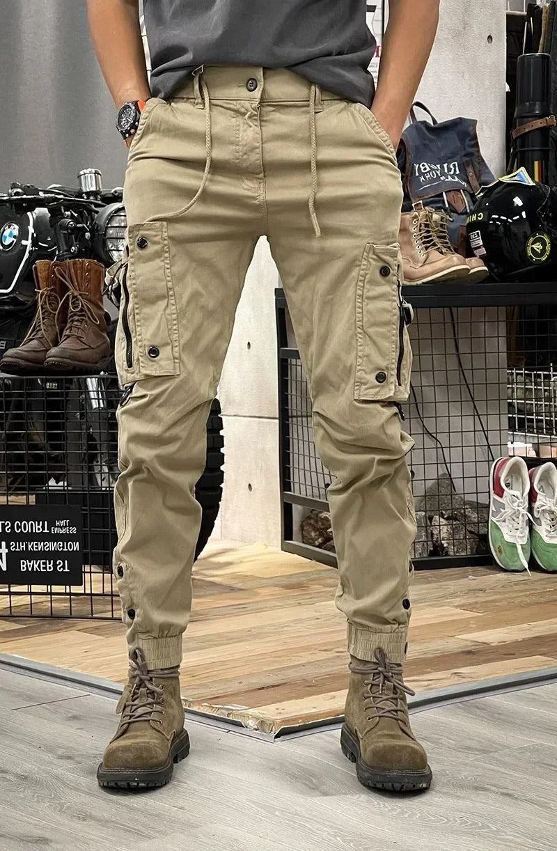 Męskie Spodnie Cargo z Elastycznym Pasem | Wiele Kieszeni | Zwężany Krój Comfort Fit | Casual i Outdoor