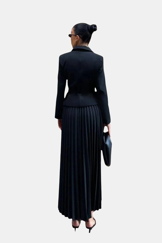 Karina | Zestaw Żakietu z Paskiem i Spódnicy Plisowanej | Elegancki, Dopasowany Look