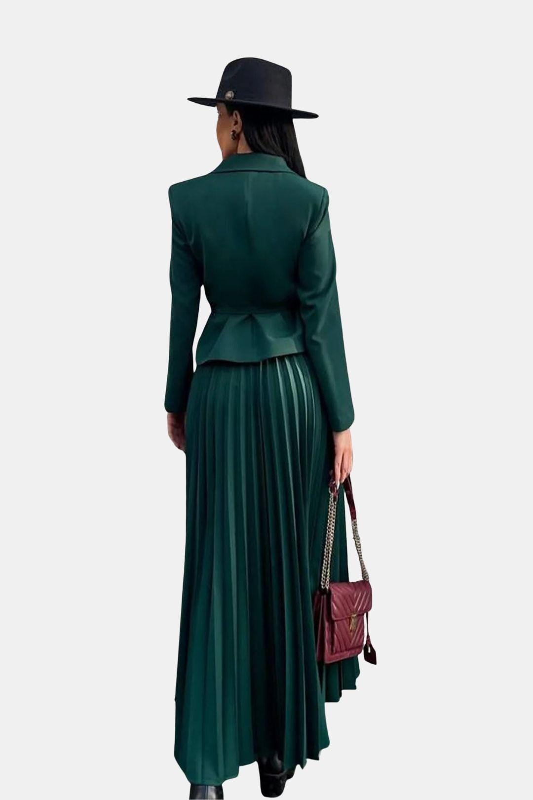 Karina | Zestaw Żakietu z Paskiem i Spódnicy Plisowanej | Elegancki, Dopasowany Look