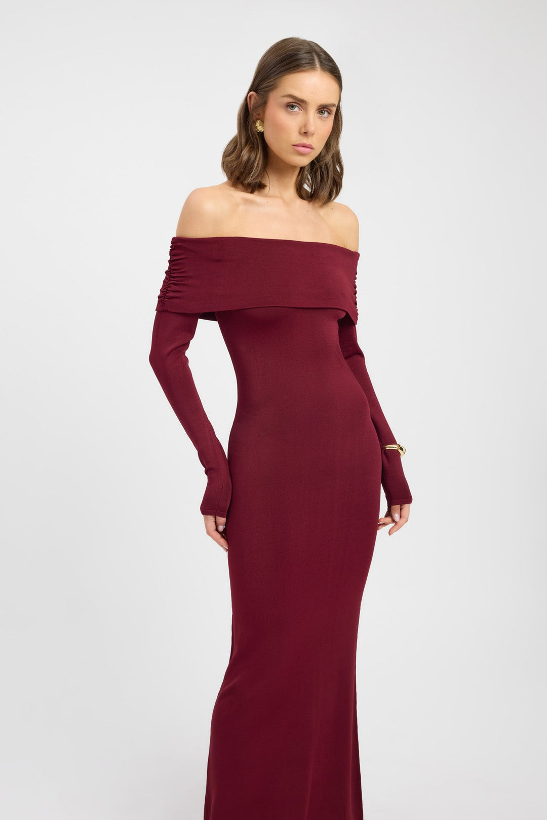 Kobieta | Sukienka Dopasowana | Dekolt Opadający | Długie Rękawy | Elegancki Fason