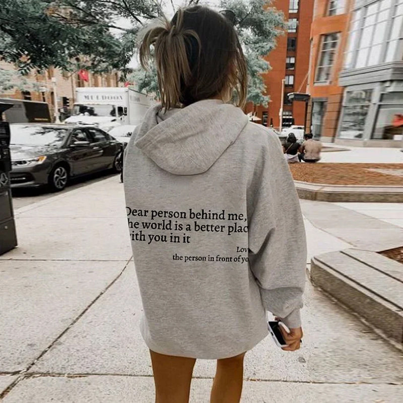 Kobieta | Bluza Oversize z Kapturem | Inspirujący Napis | Styl Casual i Wygodny | Na Relaksujące Dni