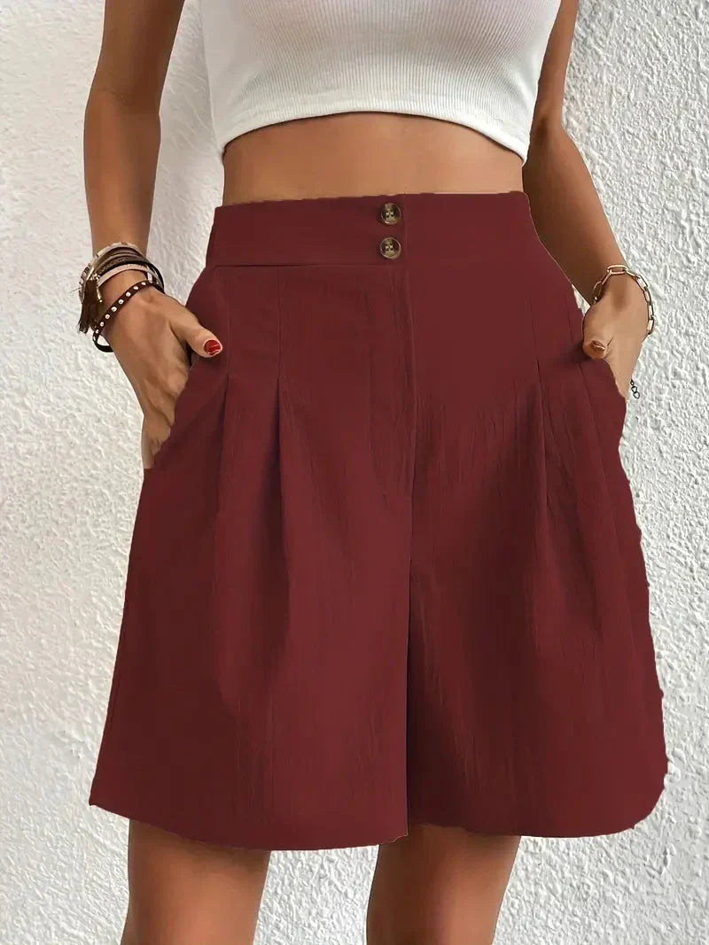 Damskie Szorty z Wysokim Stanem | Elastyczny Pas | Luźny Komfortowy Krój | Letnie Spodenki Casual S–XL