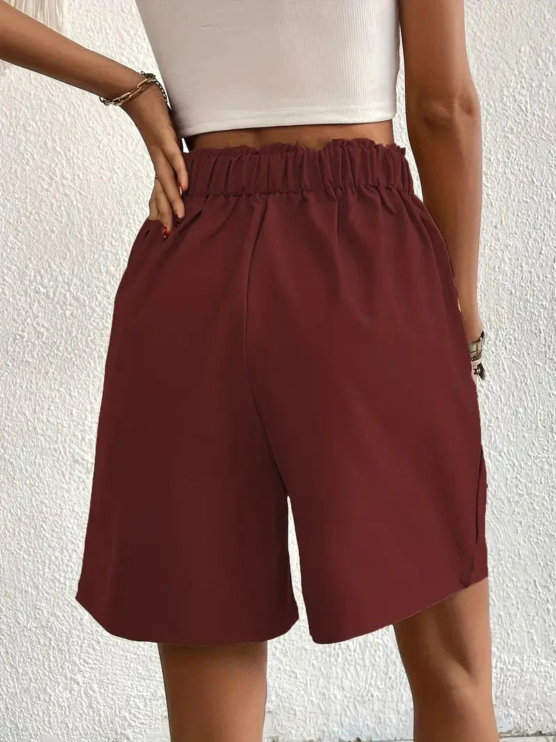 Damskie Szorty z Wysokim Stanem | Elastyczny Pas | Luźny Komfortowy Krój | Letnie Spodenki Casual S–XL