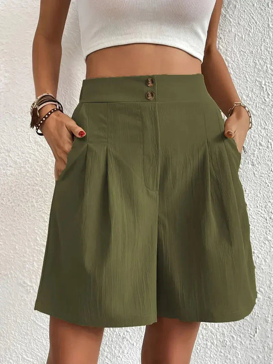 Damskie Szorty z Wysokim Stanem | Elastyczny Pas | Luźny Komfortowy Krój | Letnie Spodenki Casual S–XL