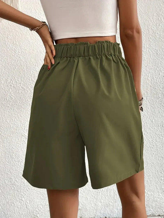 Damskie Szorty z Wysokim Stanem | Elastyczny Pas | Luźny Komfortowy Krój | Letnie Spodenki Casual S–XL