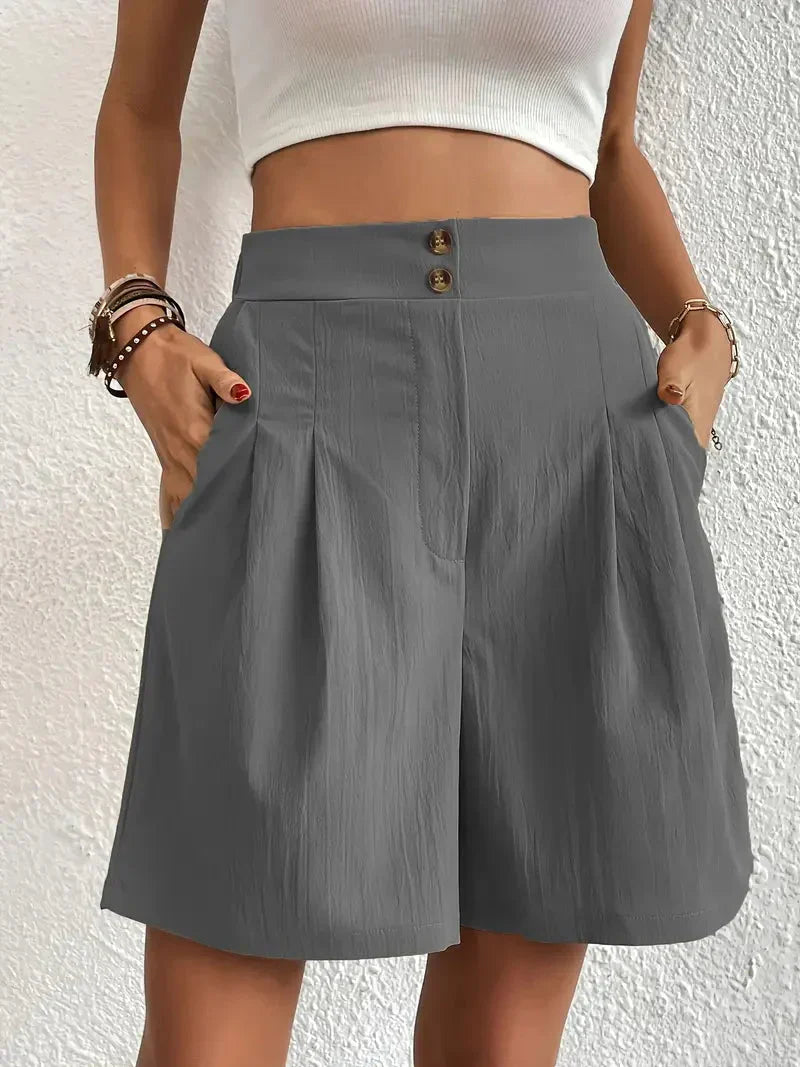 Damskie Szorty z Wysokim Stanem | Elastyczny Pas | Luźny Komfortowy Krój | Letnie Spodenki Casual S–XL