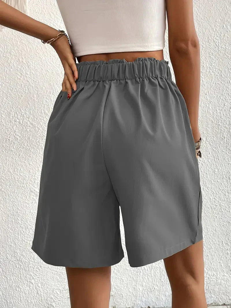 Damskie Szorty z Wysokim Stanem | Elastyczny Pas | Luźny Komfortowy Krój | Letnie Spodenki Casual S–XL