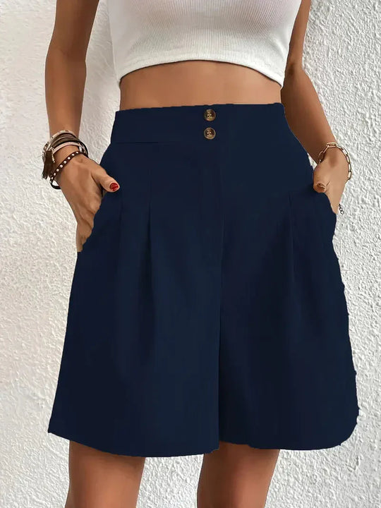 Damskie Szorty z Wysokim Stanem | Elastyczny Pas | Luźny Komfortowy Krój | Letnie Spodenki Casual S–XL