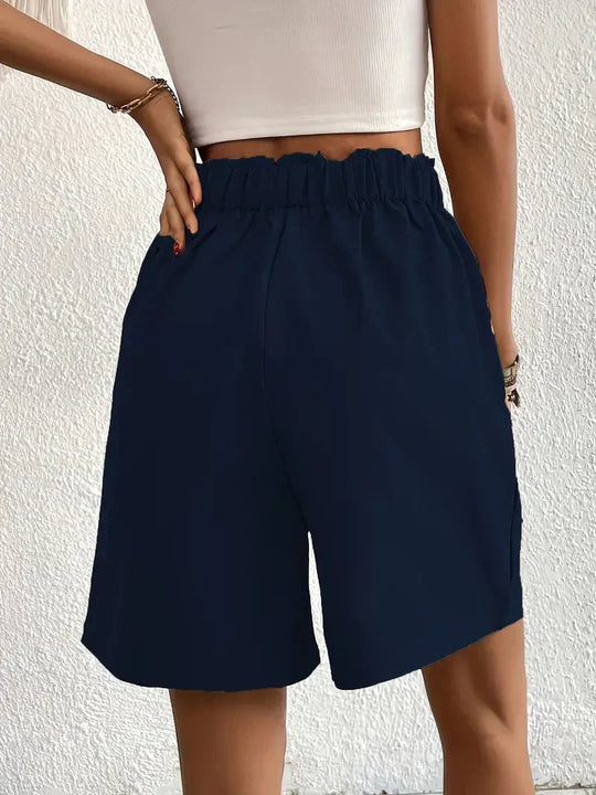 Damskie Szorty z Wysokim Stanem | Elastyczny Pas | Luźny Komfortowy Krój | Letnie Spodenki Casual S–XL