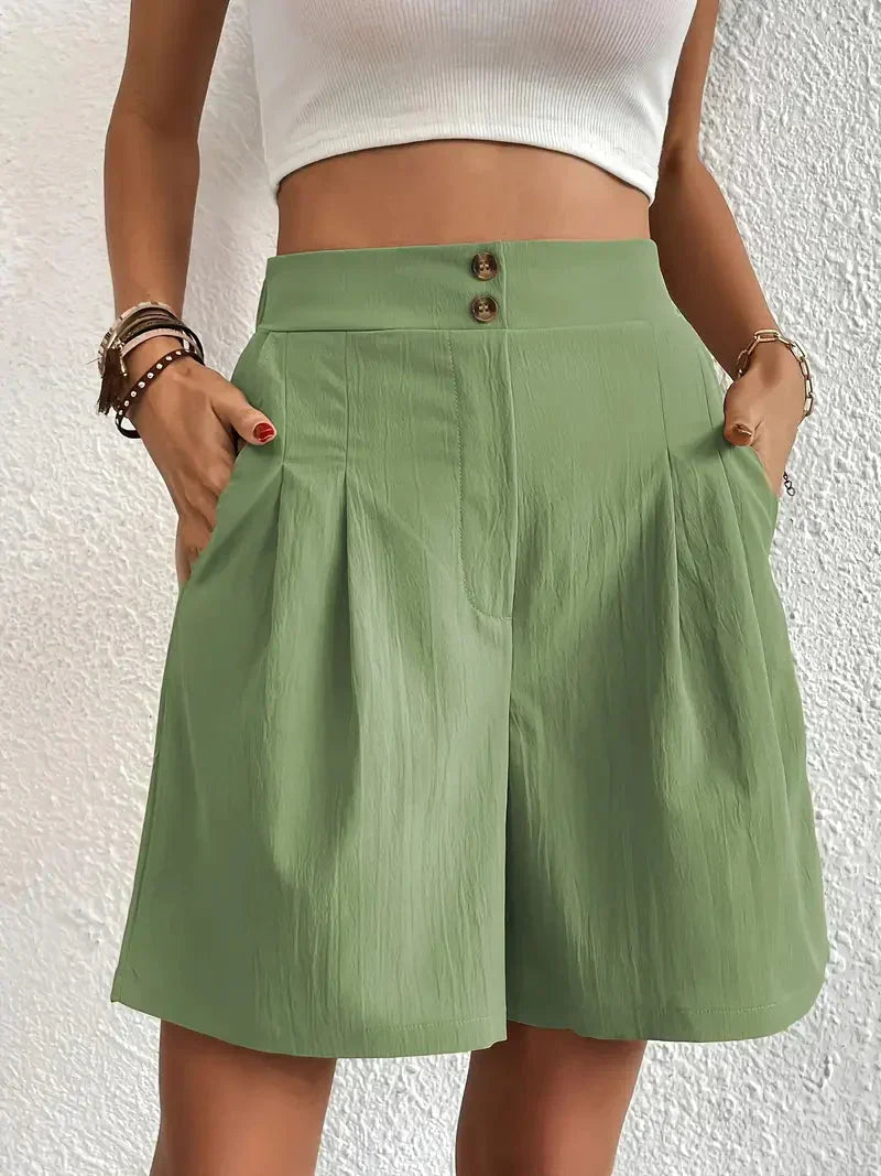 Damskie Szorty z Wysokim Stanem | Elastyczny Pas | Luźny Komfortowy Krój | Letnie Spodenki Casual S–XL