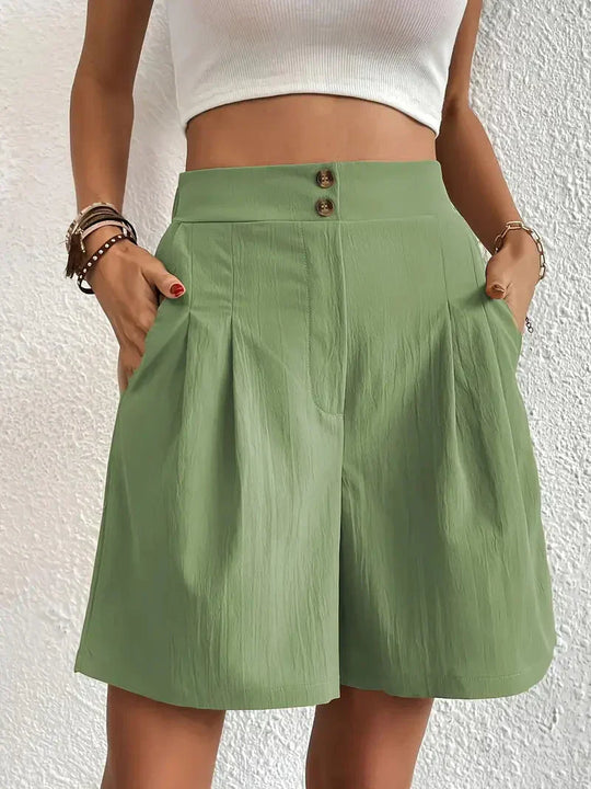 Damskie Szorty z Wysokim Stanem | Elastyczny Pas | Luźny Komfortowy Krój | Letnie Spodenki Casual S–XL