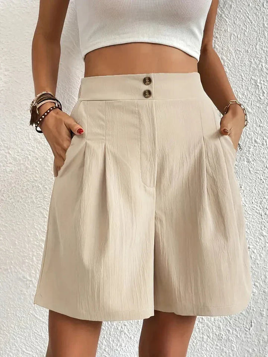 Damskie Szorty z Wysokim Stanem | Elastyczny Pas | Luźny Komfortowy Krój | Letnie Spodenki Casual S–XL
