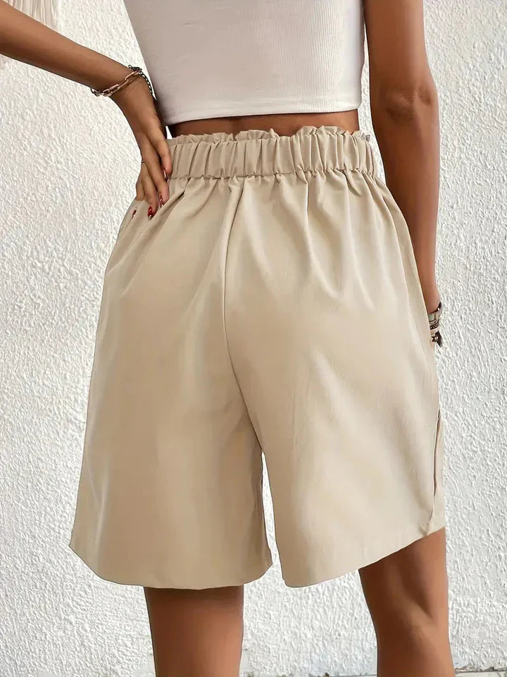 Damskie Szorty z Wysokim Stanem | Elastyczny Pas | Luźny Komfortowy Krój | Letnie Spodenki Casual S–XL