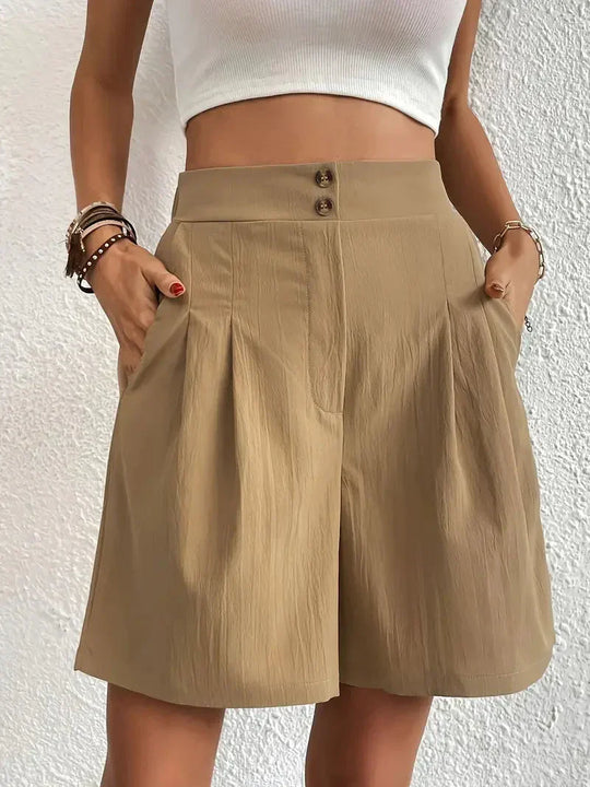 Damskie Szorty z Wysokim Stanem | Elastyczny Pas | Luźny Komfortowy Krój | Letnie Spodenki Casual S–XL