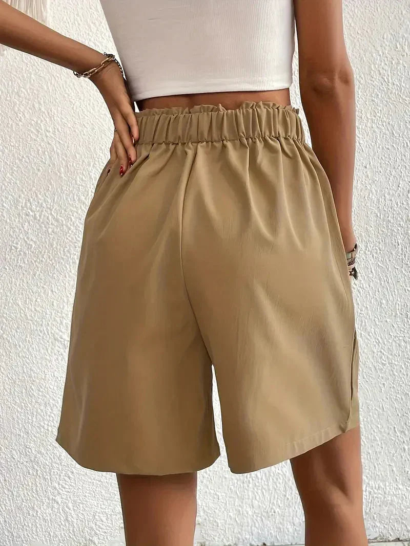 Damskie Szorty z Wysokim Stanem | Elastyczny Pas | Luźny Komfortowy Krój | Letnie Spodenki Casual S–XL