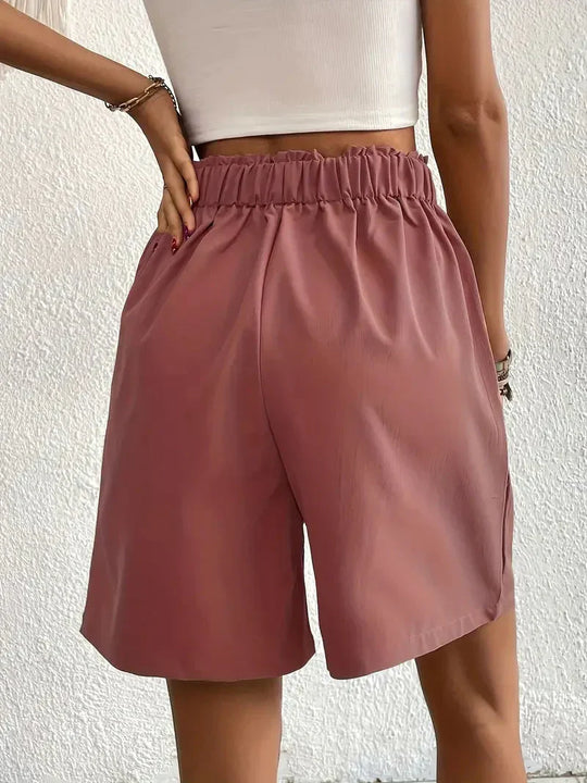 Damskie Szorty z Wysokim Stanem | Elastyczny Pas | Luźny Komfortowy Krój | Letnie Spodenki Casual S–XL