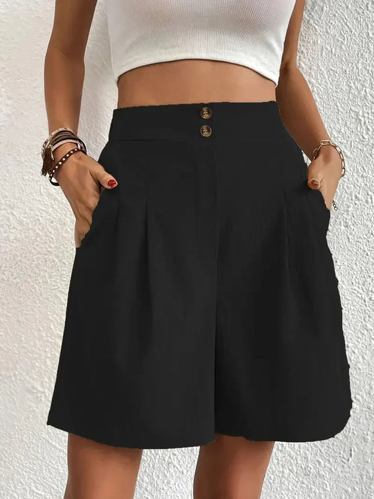 Damskie Szorty z Wysokim Stanem | Elastyczny Pas | Luźny Komfortowy Krój | Letnie Spodenki Casual S–XL