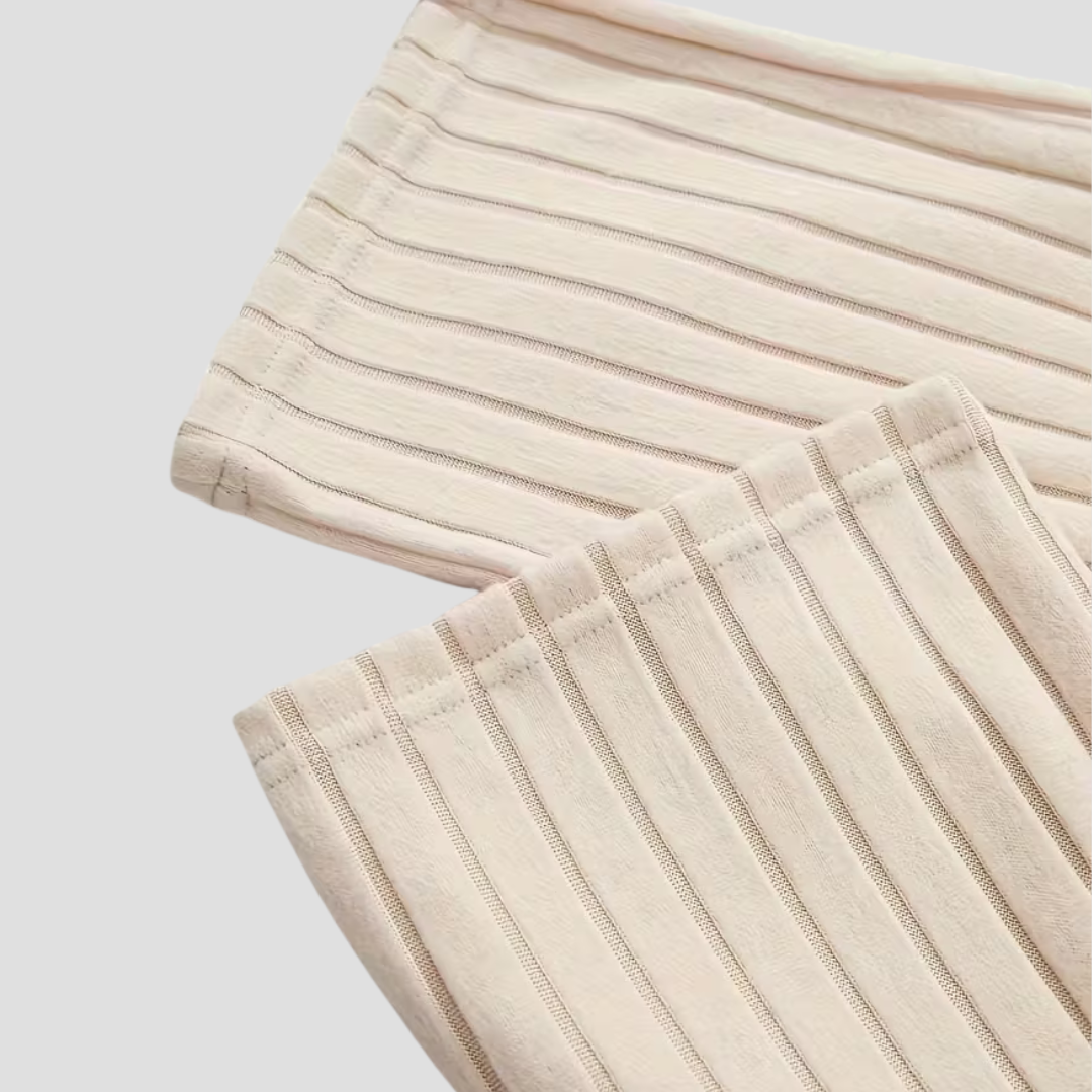 Damski | Komplet Loungewear | Prążkowany | V-dekolt | Szerokie Nogawki | Luźny Krój