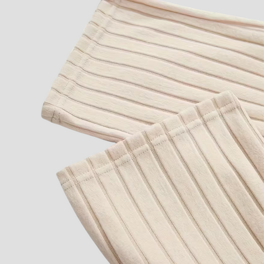 Damski | Komplet Loungewear | Prążkowany | V-dekolt | Szerokie Nogawki | Luźny Krój
