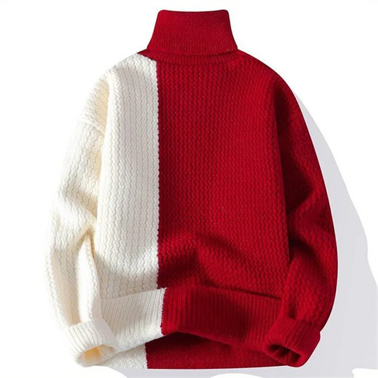 Sweter męski | golf prążkowany, dwukolorowy