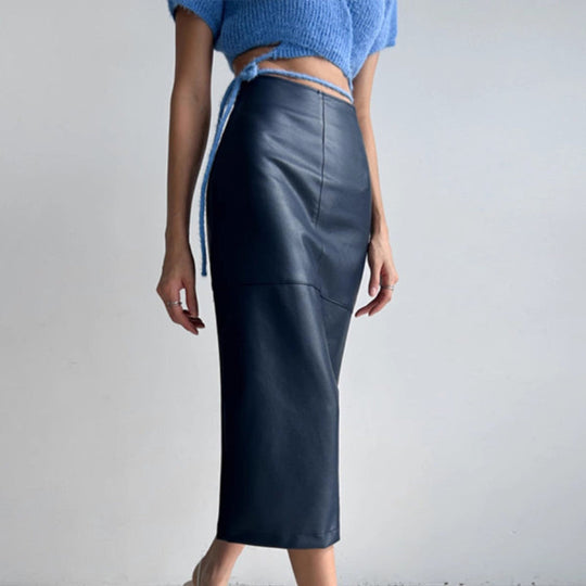 Damska Spódnica Midi o Prostym Kroju | Elegancka Spódnica z Tylnym Rozcięciem | Wygodna na Co Dzień | Casual i Smart Casual