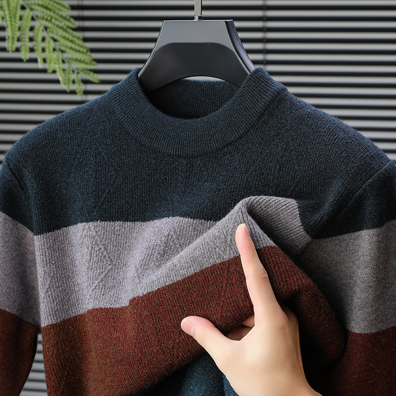 Sweter męski | wzór w romby, okrągły dekolt
