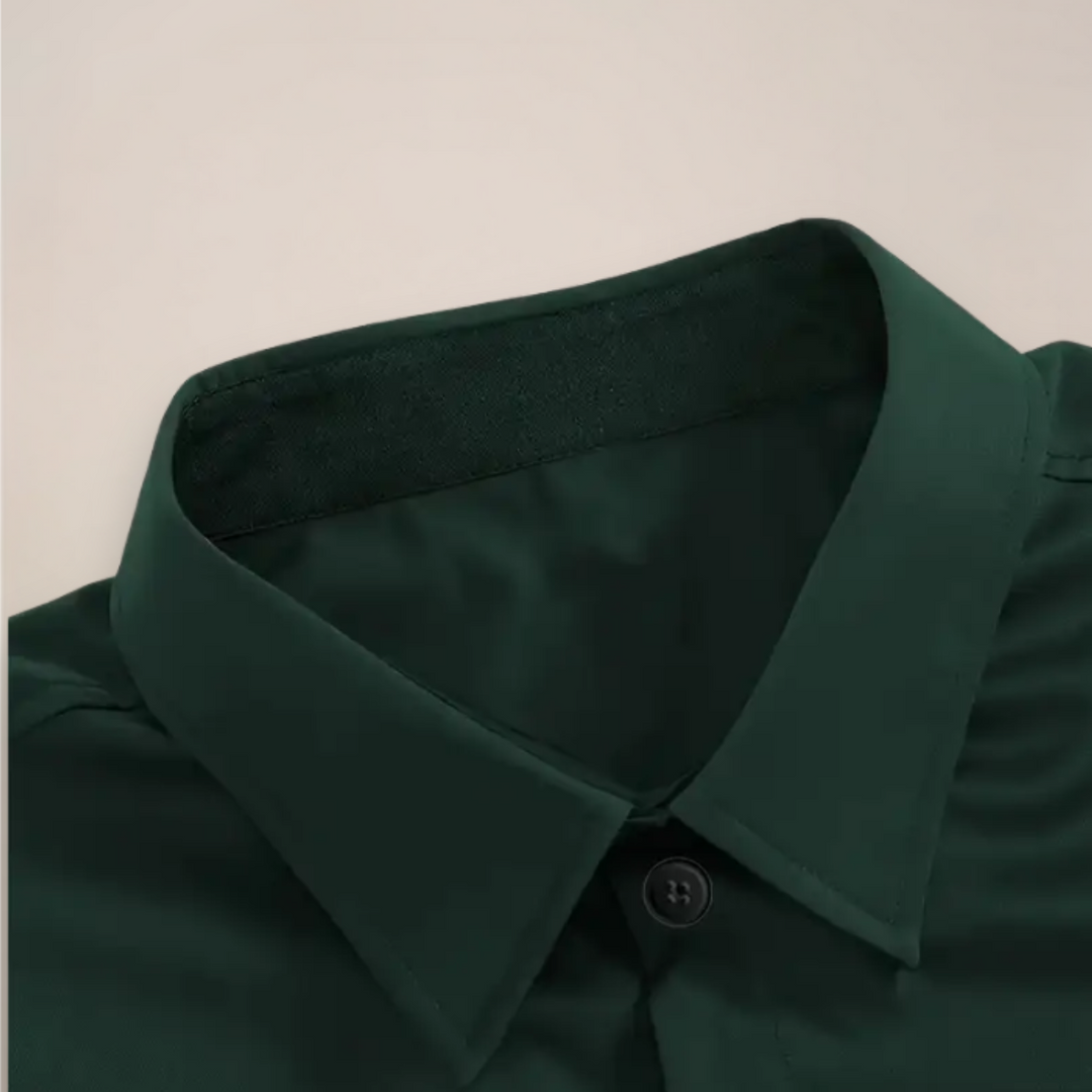 Męska Koszula Slim Fit z Klasycznym Kołnierzykiem | Zapięcie na Guziki | Elegancki Dopasowany Krój | Do Pracy i Na Co Dzień