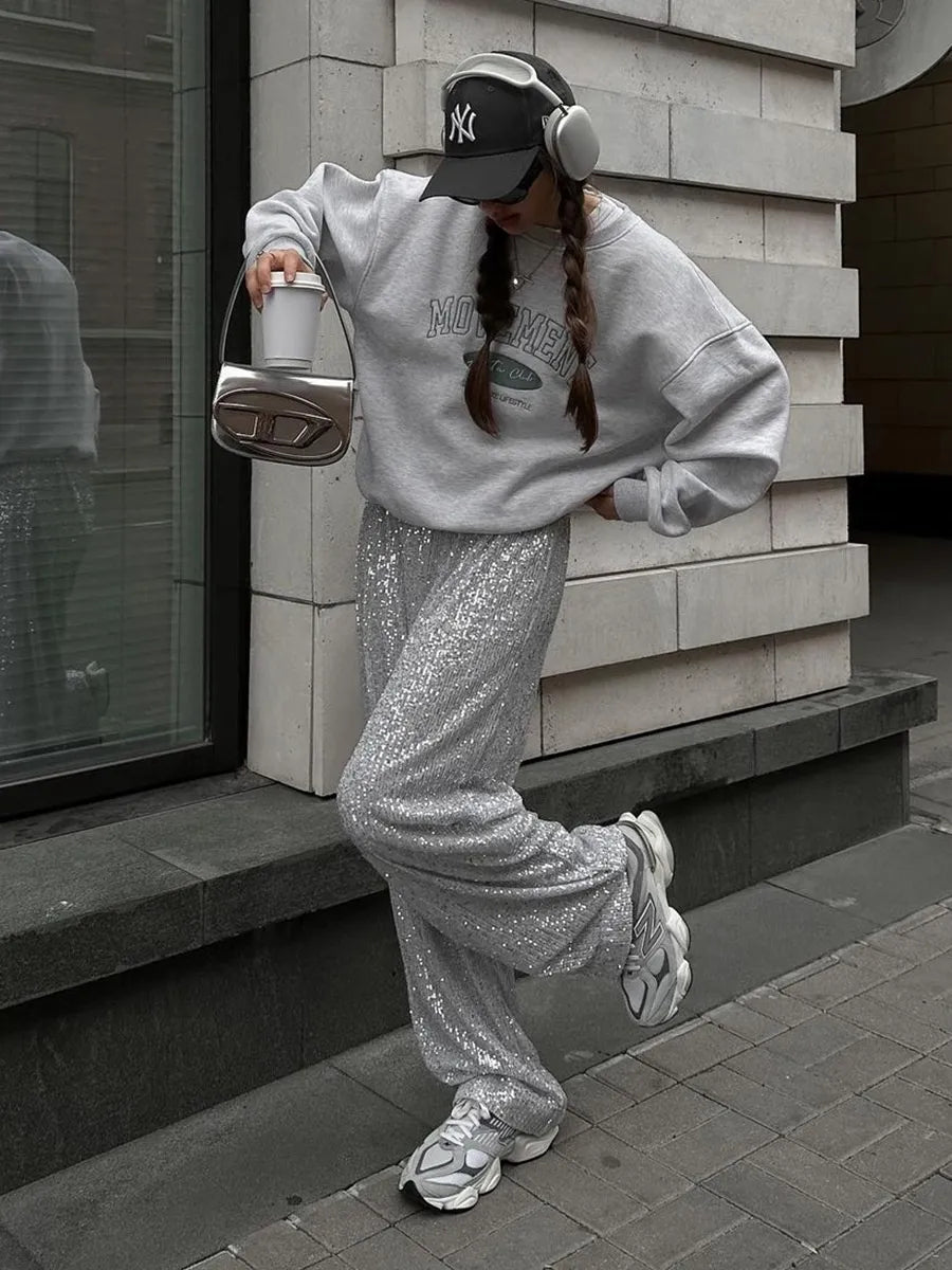 Noor | Eleganckie Spodnie z Brokatem