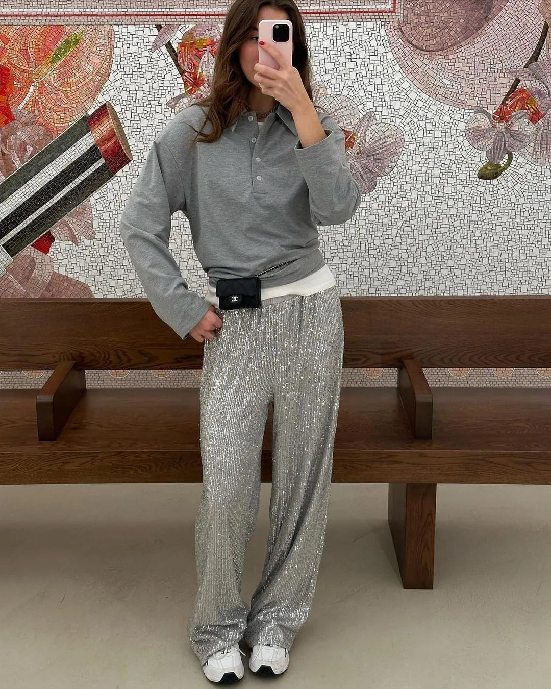 Noor | Eleganckie Spodnie z Brokatem