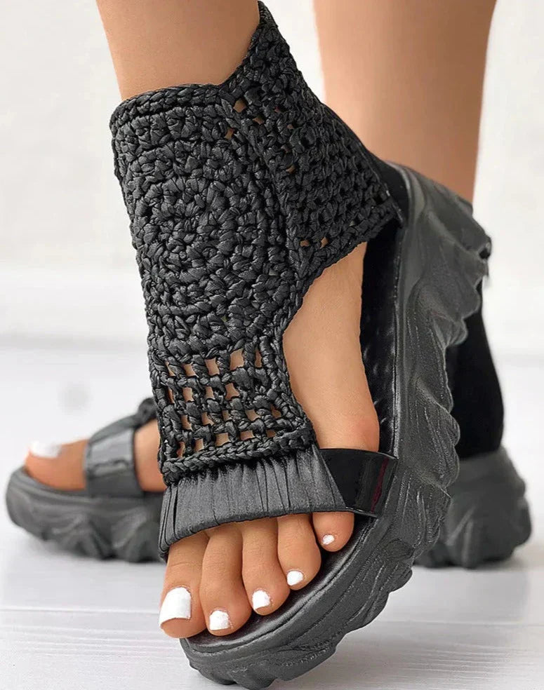 TwineStep | Boho Chic plecione sandały damskie - wyściełana podeszwa