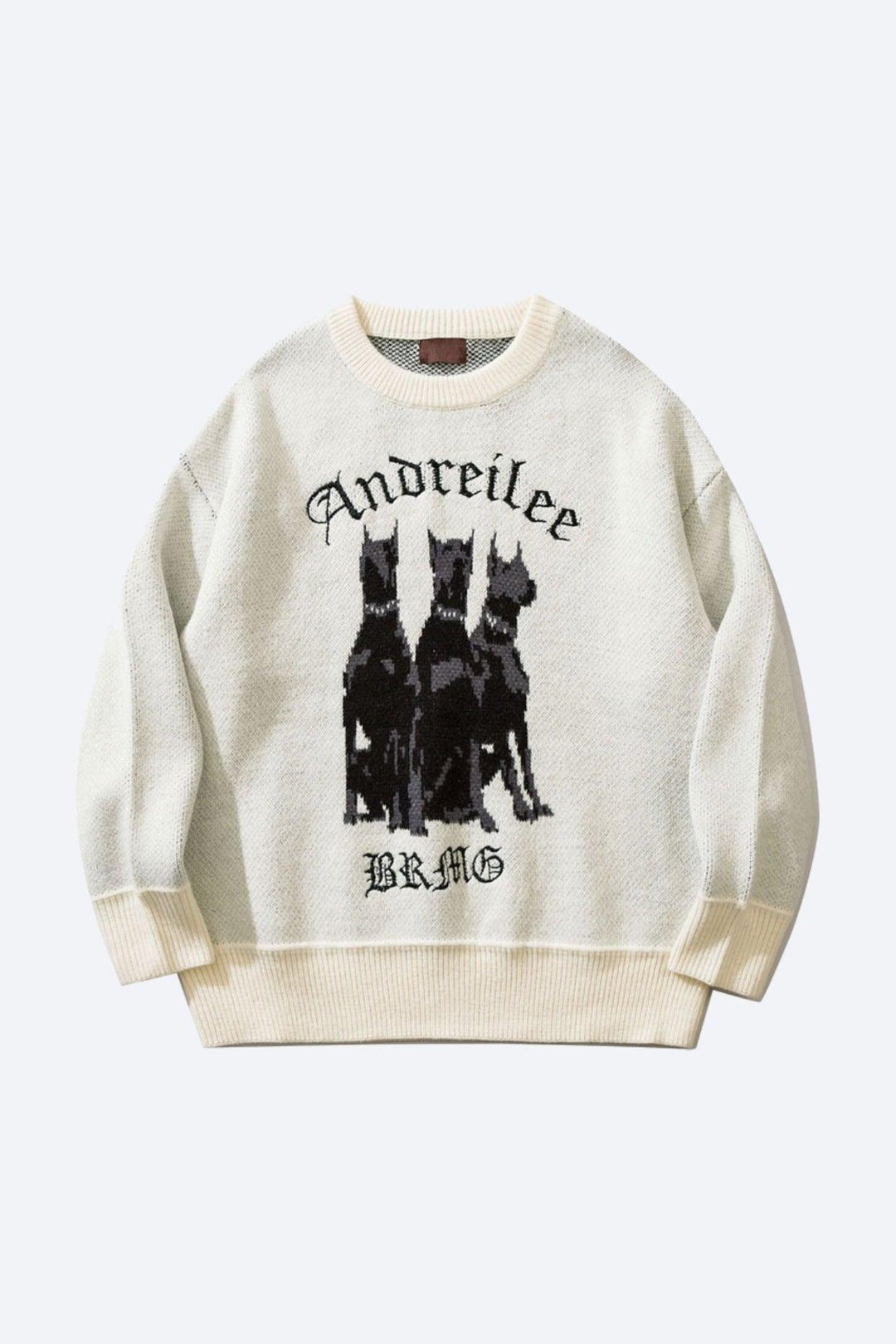 Sweter męski | motyw psa, prosty krój
