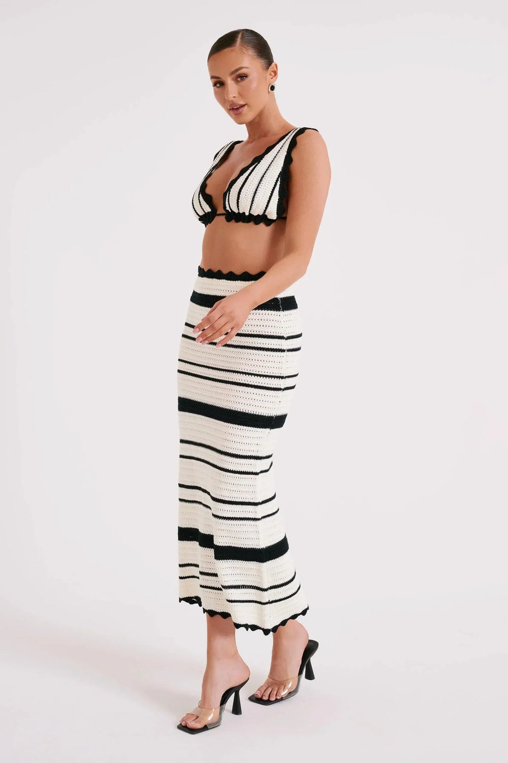 Candice | Elegancki Zestaw | Szydełkowy | W Paski | Modny | Komfortowy