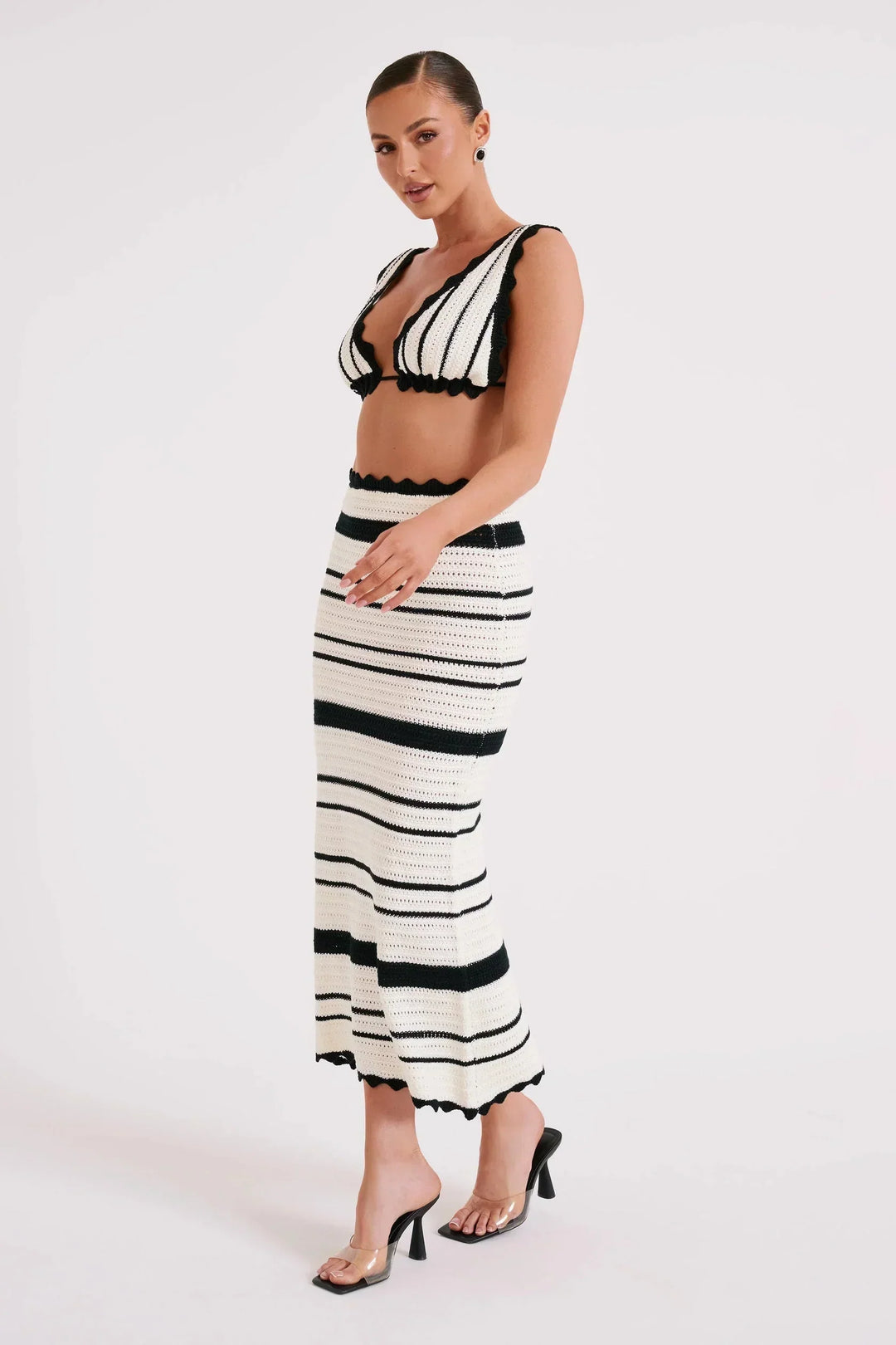 Candice | Elegancki Zestaw | Szydełkowy | W Paski | Modny | Komfortowy