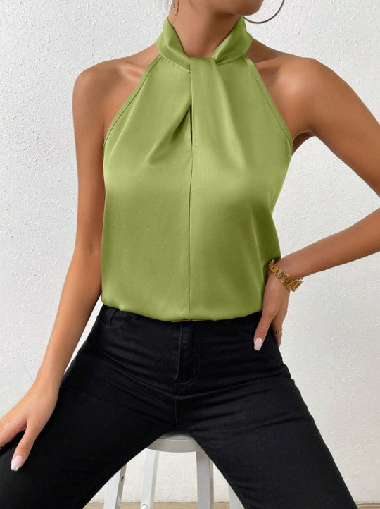Damska Bluzka z Wiązanym Kołnierzykiem | Elegancki Regular Fit | Bez Zapięcia | Na Co Dzień i Specjalne Okazje