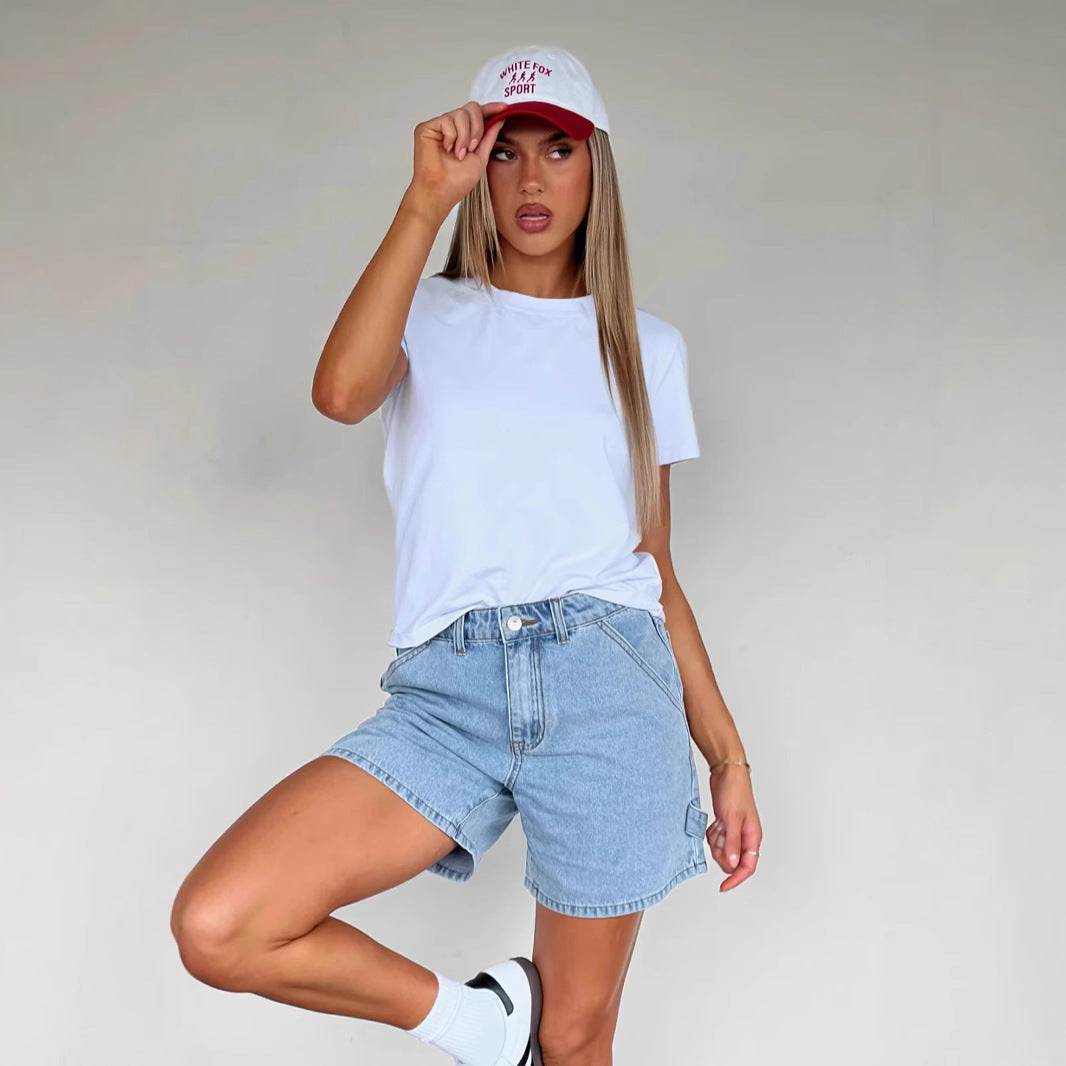 Damskie Szorty Jeansowe z Wysokim Stanem | Luźny Fason | Komfortowy Denim | Letnie Szorty Casual