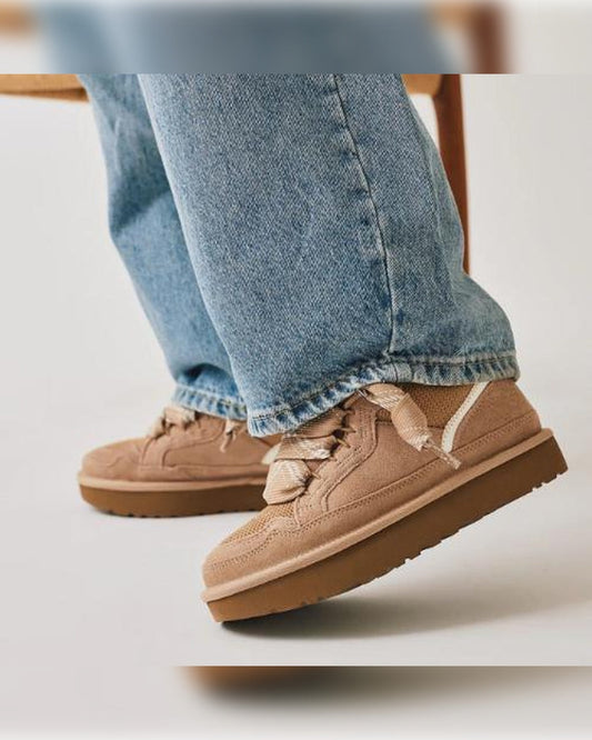 Sneakersy damskie | zamsz, futrzana podszewka