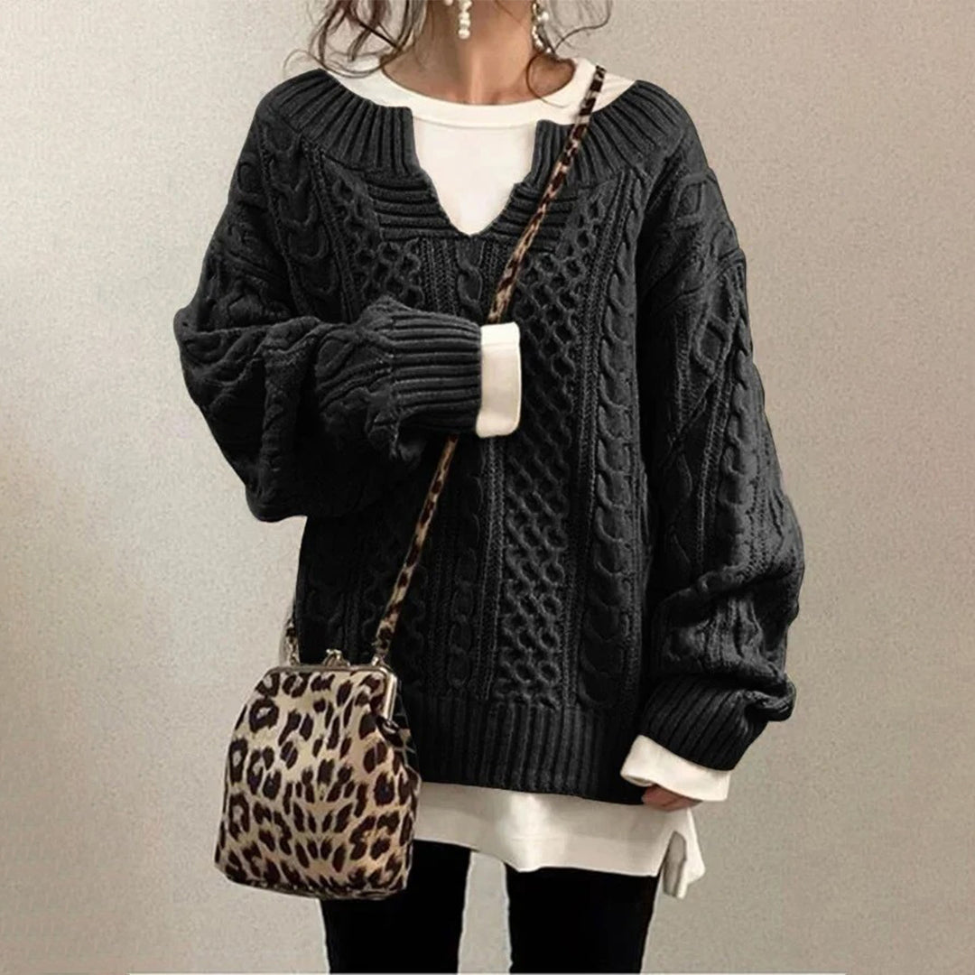 Sweter damski | oversize, okrągły dekolt