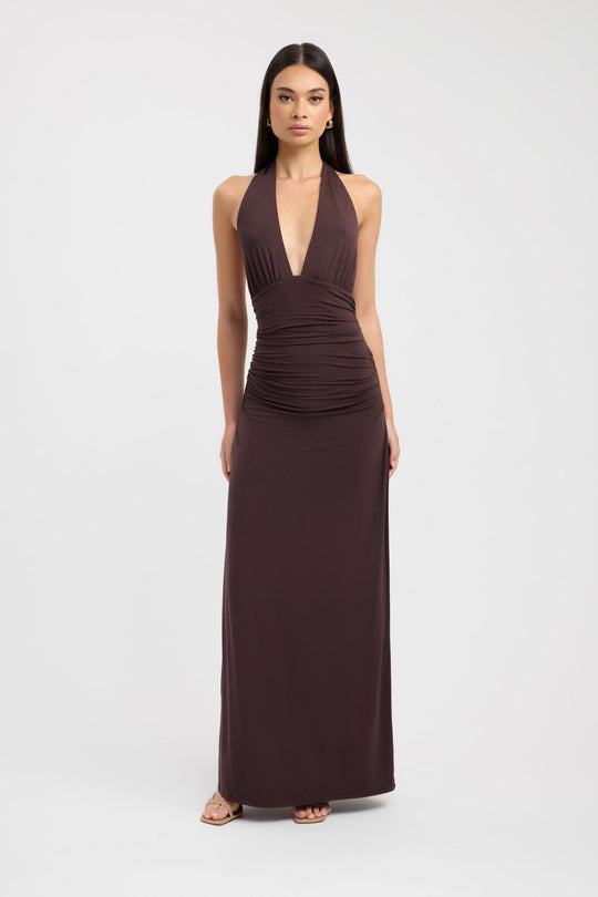 Kobieta | Sukienka Maxi | Dekolt Halter | Wiązanie z Tyłu | Sylwetka Elegancka
