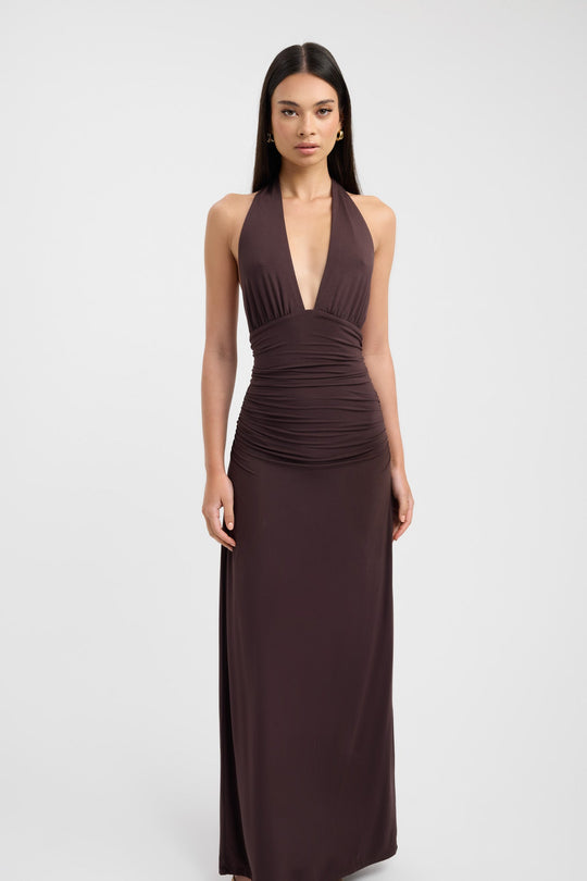 Kobieta | Sukienka Maxi | Dekolt Halter | Wiązanie z Tyłu | Sylwetka Elegancka