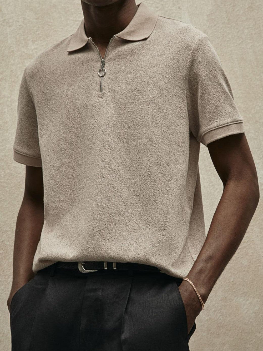 Męskie Polo z Siateczki z Zamkiem | Oddychające Polo Casual | Krótkie Rękawy | Smart Casual do Biura i Na Co Dzień