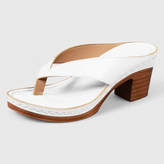 Damskie Klapki Remi na Słupku i Platformie | Elegancki Pasek V | Stabilny Obcas | Letnie Klapki Slip-On