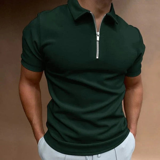 Męska Koszulka Polo z Zamkiem | Dopasowany Krój Slim Fit | Krótki Rękaw | Smart Casual i Eleganckie Stylizacje